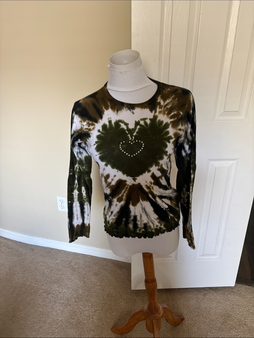 Tie-Dye Heart Long-Sleeve Top